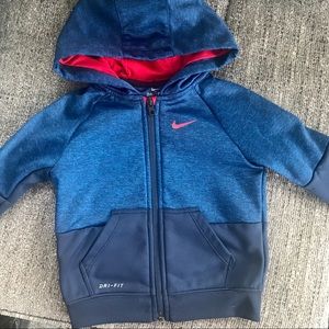 Nike zip up hooded jacket blue red 24 Months